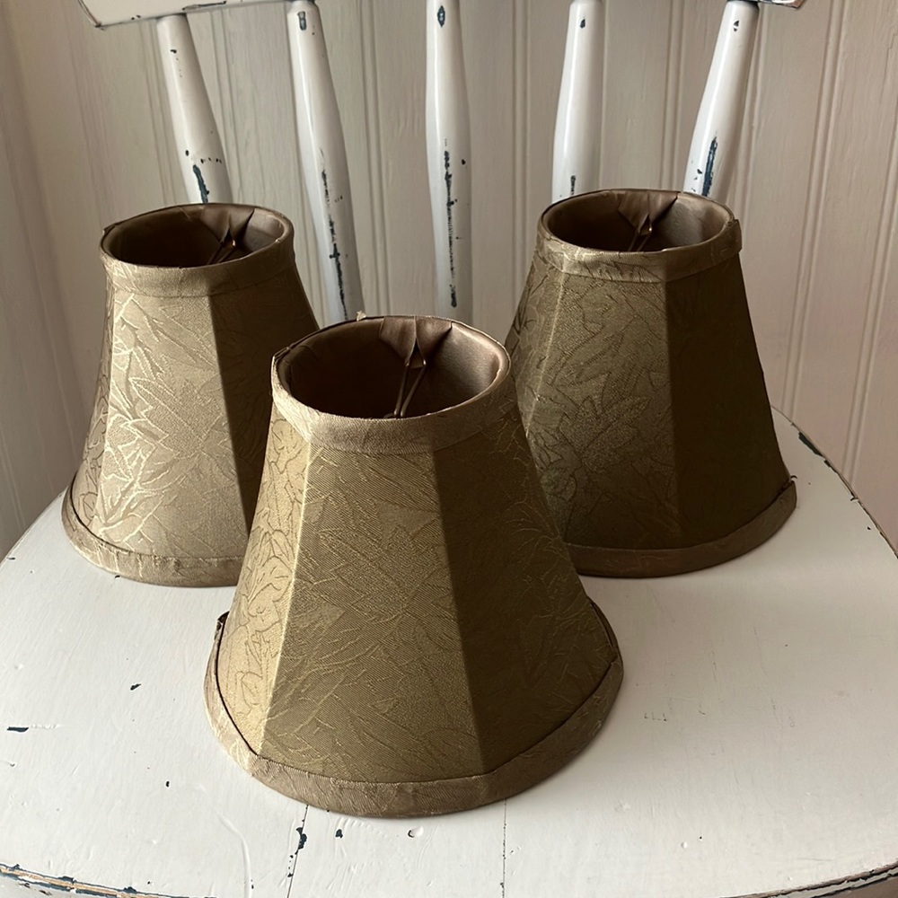 Small Lampshades Silky Material Fully Lined Hemmed Top & Bottom Set of 3